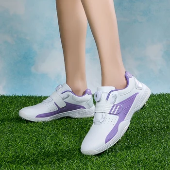 Женская обувь для гольфа Профессиональная обувь для гольфа на открытом воздухе Женская комфортная обувь для тренировок по гольфу Женская обувь для ходьбы по траве Изображение
