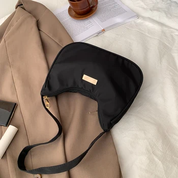 Женская однотонная нагрудная сумка, маленькая сумка через плечо, поясная сумка в виде полумесяца, женская повседневная уличная сумка для рук, клатч, поясные сумки Изображение