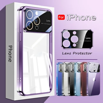 Защитная рамка Прозрачный корпус телефона для iPhone 14 Plus 13 12 11 Pro Max, стеклянная защитная крышка объектива для iPhone 14 Pro Max Изображение