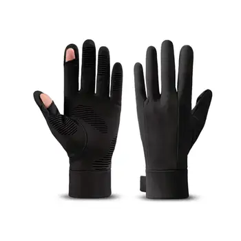 Зимние теплые велосипедные перчатки для мужчин и женщин, Ветрозащитные, с противоскользящим сенсорным экраном, быстросохнущие перчатки для занятий лыжным спортом на открытом воздухе Изображение