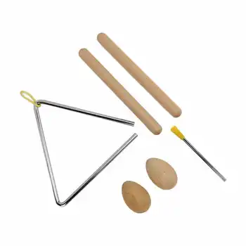 Игрушка для ударных инструментов с треугольником, тонкое мастерство, набор ударных инструментов с треугольником, безопасный материал для детей Изображение