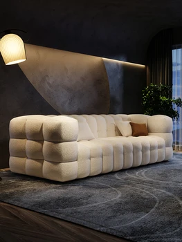 Итальянский минималистичный тканевый диван из овечьей шерсти и тихого ветра Скандинавский диван для гостиной Современный минималистичный тканевый диван высокого класса на заказ fu Изображение