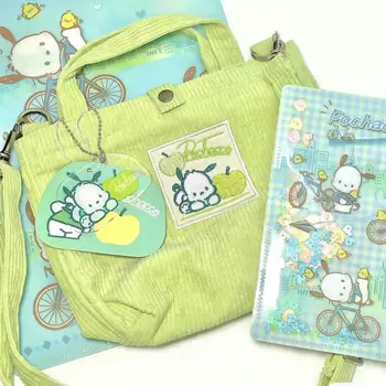 Кавайная милая вельветовая сумочка Sanrio Pochacco, наклонная сумка через плечо, сумка на одно плечо, подарок милой девушке на день рождения для детей Изображение