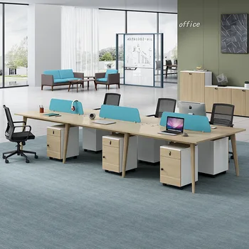 Комбинация офисного стола и стула, одинарный компьютерный стол, держатель для офисных карточек, стол для персонала, финансовый стол Изображение