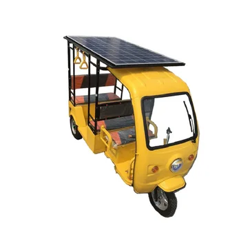 Коммерческий электрический трехколесный велосипед для взрослых на 6-7 пассажиров, трехколесный легковой транспорт с солнечной панелью Изображение
