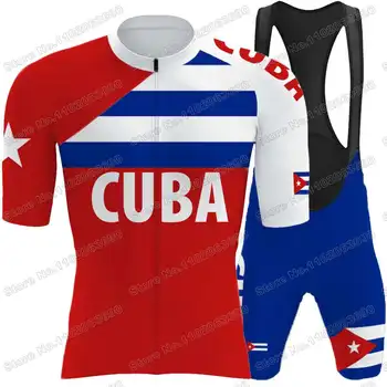 Комплект майки для велоспорта Team Cuba 2023, летняя одежда для велоспорта, мужские рубашки для шоссейных велосипедов, костюм, велосипедные нагрудники, шорты, форма для верховой езды MTB Изображение