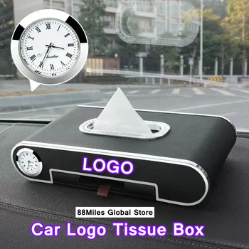 Коробка для салфеток с логотипом автомобиля, сделай сам коробку для салфеток с логотипом автомобиля для BMW Benz Audi и т.д. Роскошный персонализированный футляр для салфеток с логотипом с декором в виде часов Изображение