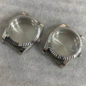 Корпус часов из сапфирового стекла 36 мм, кольцо в виде собачьего зуба из нержавеющей стали, корпус часов для часового механизма NH35 NH36 Изображение