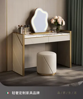 Легкий роскошный столик для макияжа, спальня, простой мраморный, модный, современный и высококлассный дизайнерский туалетный столик Изображение