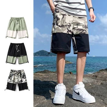 Летние пляжные шорты Мужские повседневные прямые дышащие короткие брюки Трендовые Свободные спортивные штаны Мужская одежда Баскетбольная уличная одежда Изображение