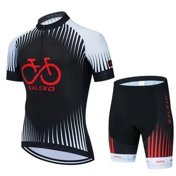 Летний комплект велосипедной майки 2023 года, Велосипедная одежда, Дышащая Мужская рубашка с коротким рукавом, велосипедные нагрудники, шорты, Модная одежда, Комплект велосипедной майки Изображение