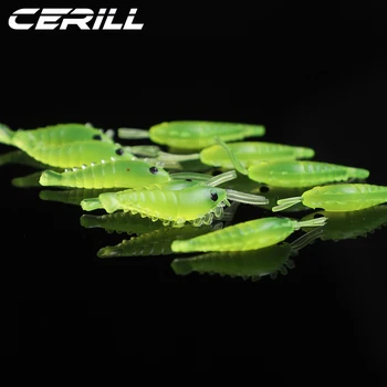 Лот 50 Cerill 30 мм 0,3 г Маленькая светящаяся силиконовая искусственная мягкая приманка для креветок, светящаяся приманка для креветок, рыболовные снасти для карпа и окуня Изображение