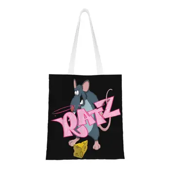 Модная розовая сумка для покупок Ratz Funny Ratt, многоразовая холщовая сумка для покупок в продуктовых магазинах Изображение