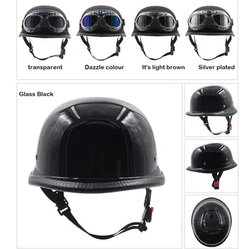 Мотоциклетный шлем, немецкая кожа, Винтажный Casco Moto, Мотоциклетный шлем с открытым лицом, ретро-шлем Chopper 55-60 см, шлем Изображение