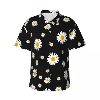 Мужская красивая рубашка с короткими рукавами и цветочным рисунком, повседневная пляжная одежда, индивидуальные топы Изображение
