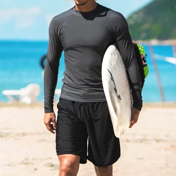 Мужская мода Солнцезащитный Крем Быстросохнущий Купальник Футболка С длинным рукавом Костюм Для серфинга Водные Виды Спорта Подводное Плавание Плавание Костюм Для Серфинга M-4XL Изображение
