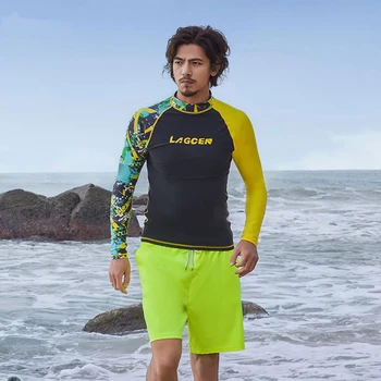 Мужская модная быстросохнущая Высокоэластичная удобная рубашка с длинным рукавом, купальник для серфинга, топ для водных видов спорта, Фитнес UPF 50 + 2023 Изображение