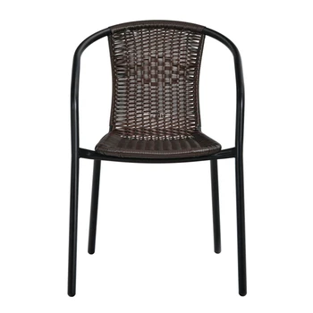 Набор из 4 обеденных стульев из ротанга с изогнутой спинкой для патио Tabouret Jardin Sillas De Patio Exterior Изображение