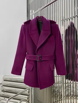 Новое фиолетовое шерстяное пальто Изображение