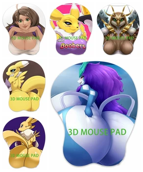 Новые 3D коврики для мыши с пушистой грудью антропоморфного млекопитающего, игровая подставка для запястий, мультидизайн, коврик для мыши из аниме и манги Изображение