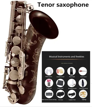 Новый тенор-саксофон профессиональный Си-бемоль с антикварными серебряными клавишами Saxofone Изображение