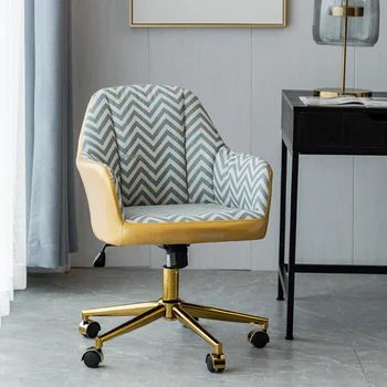 Офисные кресла из скандинавской кожи для офиса, легкая роскошная Офисная мебель, Бытовая Подъемная Поворотная мебель для кабинета, золотое игровое компьютерное кресло Изображение