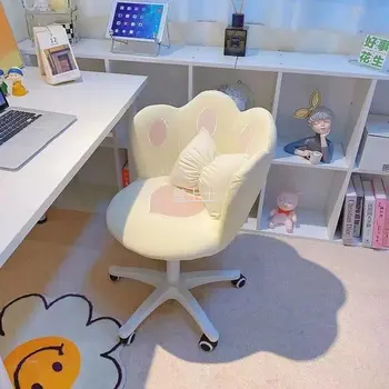 Офисный вращающийся на 360 ° Компьютерный стул для спальни, общежития, стул для домашнего макияжа, поручень со спинкой, Скандинавский рабочий стул, Дизайнерская мебель Fauteuil Изображение