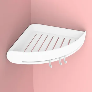 Пластиковый органайзер для полок в ванной на защелке, угловая полка для ванной, угловая полка для ванной, Настенный держатель для душа, держатель для шампуня Изображение