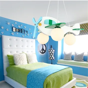 Подвесной светильник TEMAR Children's Airplane, Винтажный светодиодный креативный мультяшный белый Светильник для декора Детской спальни Детского сада Изображение
