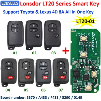 Поддержка смарт-ключей серии Lonsdor LT20 для Toyota и Lexus 4D 8A A433 F433 5290 3370 0140 Работает с KH100 + K518 Серии K518ISE Изображение