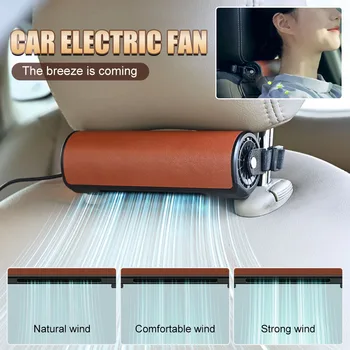 Портативный вентилятор для автомобильного сиденья переднего пассажира на заднем сиденье USB, 3 скорости, мощный вентилятор для охлаждения воздуха, Регулируемый ремень для автомобильного офиса Изображение