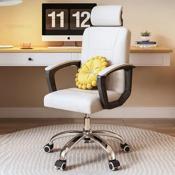 Простые современные кожаные офисные стулья для офисной мебели, вращающееся офисное кресло, домашний досуг, спальня, Офисный лифт, вращающееся кресло Изображение