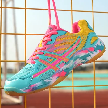 Профессиональная волейбольная обувь Унисекс, спортивная дышащая амортизирующая обувь, Женские сетчатые износостойкие кроссовки, размер 35-45 Изображение