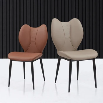 Роскошные обеденные стулья, современные, простые, высококлассные ресторанные стулья, кожаные кресла, новая модель 2023 года Изображение