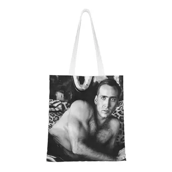 Сексуальная хозяйственная сумка Nicolas Cage с принтом Kawaii, прочная холщовая сумка для покупок через плечо Изображение