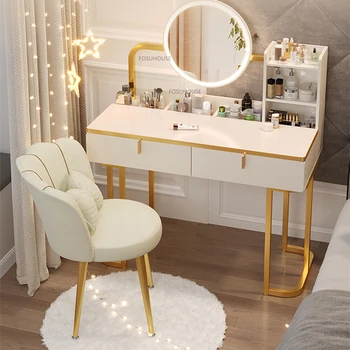 Скандинавская искусственная доска, туалетный столик для домашней мебели, туалетные столики с зеркалом, домашний туалетный столик для спальни Изображение