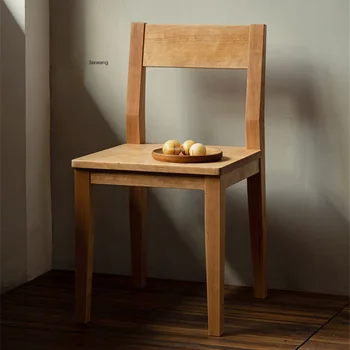 Скандинавские обеденные стулья для кухни Wood Ink Обеденный стул из массива Красного дуба, Черный орех, вишневое дерево, простой стул, мебель для дома Изображение