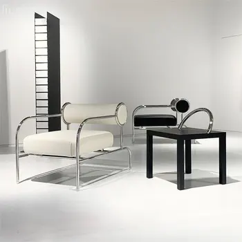 Скандинавский дизайнерский диван из магазина одежды, кресло для отдыха из нержавеющей стали, легкий роскошный диван, бесшумный стул для простого дома в отеле Изображение
