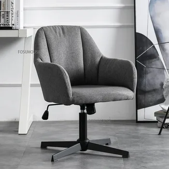 Современная офисная мебель Компьютерный стул Простой стол для отдыха Подъемный Поворотный диван Офисное кресло Бытовые стулья для учебы из скандинавской ткани Изображение