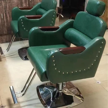 Современные парикмахерские кресла из искусственной кожи для мебели салона красоты, Винтажные удобные парикмахерские кресла для салона красоты Изображение