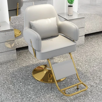 Современные стулья из нержавеющей стали для салонов мебели Пермский стул Креативный Дизайнерский Съемный удобный парикмахерский салон Специальные стулья Изображение