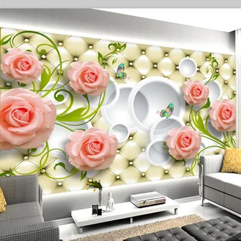 Современный креативный 3D стереофонический цветок, мягкий рулон обоев для стен, гостиная, телевизор, диван, фон, декор стен, 3D настенные росписи Изображение