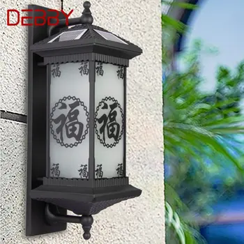 Солнечные настенные светильники DEBBY Современный китайский уличный черный светильник-бра LED Водонепроницаемый IP65 для дома, виллы, крыльца, двора Изображение