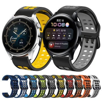 Спортивный мягкий силиконовый ремешок с двойной пряжкой для Huawei Watch 3 GT2 Pro 2e, 46-миллиметровый браслет, сменные ремешки для часов Изображение