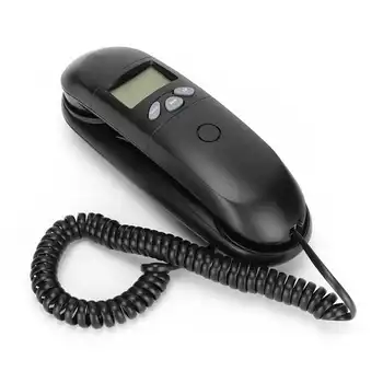 Стационарный телефон с проводным управлением, монтируемый на стену Телефон с функцией повторного набора номера на дисплее идентификатора вызывающего абонента для домашнего офиса, гостиничного бизнеса Изображение