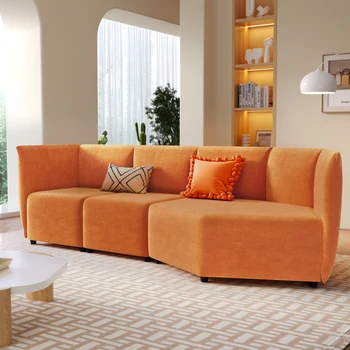 Стильный диван Ustyle с полиэстеровой обивкой, регулируемой спинкой и свободной комбинацией для гостиной Изображение