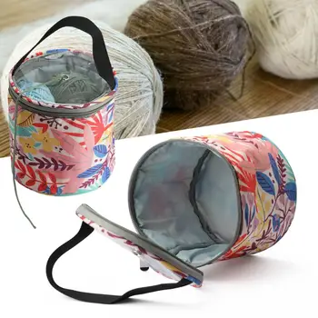 Сумка для хранения Элегантная сумка для хранения пряжи с цветочным узором Красивая пряжа из оксфордской ткани тонкой вязки для дома Изображение