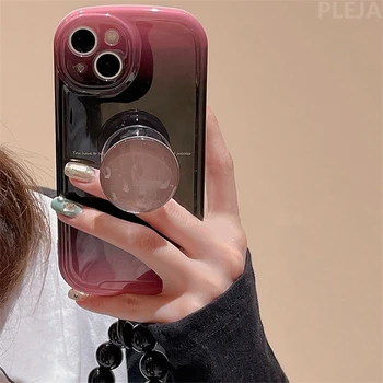 Темно-фиолетовый держатель для захвата, ремешок на цепочке, чехол для телефона для iPhone 14 ProMax 13 12 Pro Max 11 чехлов, милый женский кронштейн, мягкая обложка Изображение