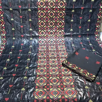 Ткань Bazin Riche 100% Высококачественная швейцарская вуаль, 100% Хлопчатобумажные ткани С духами, Дамасский материал, Нигерийский головной убор 6 ярдов Изображение