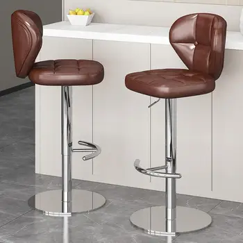 Удобные роскошные Барные стулья Современные кожаные Итальянские Барные стулья Nordic Living Room Bancos De Bar Библиотечная мебель YYY40XP Изображение